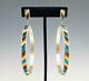 Native American Sterling Silver Blue Multicolor Beaded Huge Hoop XXL Earrings