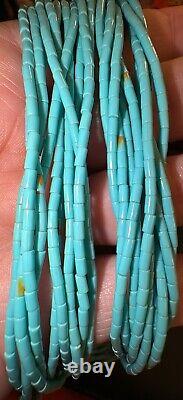 Native American Sterling Silver Multi Strand Turquoise Necklace