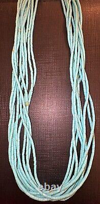 Native American Sterling Silver Multi Strand Turquoise Necklace