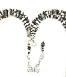 Native American Sterling Silver Navajo Handmade Old Look Pearls Silver Beads
