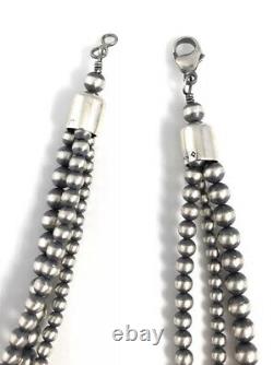 Native American Sterling Silver Navajo Handmade Parol 3/strand Silver 20 Beads