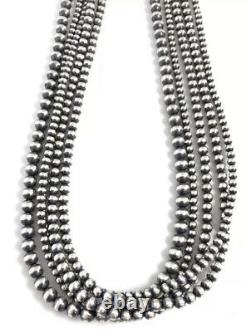 Native American Sterling Silver Navajo Handmade Parol 5/ strand Silver Beads