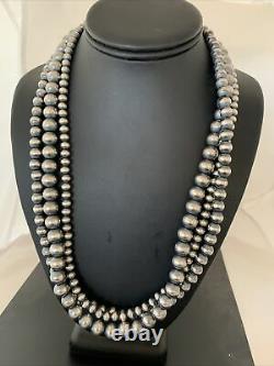 Native American Sterling Silver Navajo Pearls 6,8,10 mm Necklace 21 3S 1019