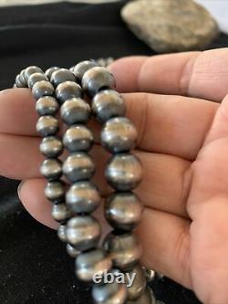 Native American Sterling Silver Navajo Pearls 6,8,10 mm Necklace 21 3S 1019