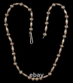Native American Sterling Silver Necklace Tubular and Bench Beads