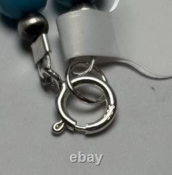 Native American Sterling Silver SLEEPING BEAUTY Turquoise Beaded Necklace 18 in