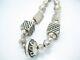 Native American Sterling Silver Stamped Beaded Chain Link Necklace 29.5