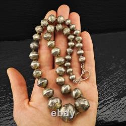 Native American Sterling Silver Stamped Beaded Necklace 19