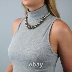 Native American Sterling Silver Stamped Beaded Necklace 19