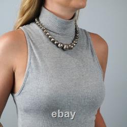 Native American Sterling Silver Stamped Beaded Necklace 19