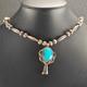 Native American Sterling Silver Turquoise Blossom Pendant Beaded Necklace 16.5