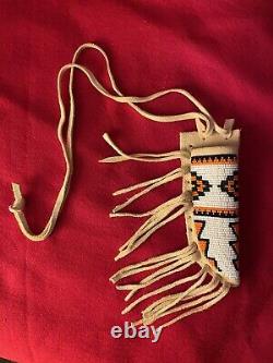 Native American Style Beaded Knife Sheath. Hand Made