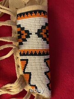 Native American Style Beaded Knife Sheath. Hand Made