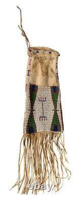 Native American Style Beaded Pipe Bag Buffalo Hide Leather Tobacco bag Handmade