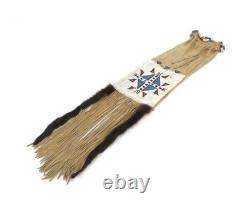 Native American Style Beaded Pipe Bag Handmade Leather Fringed Tobacco Bag Pouch