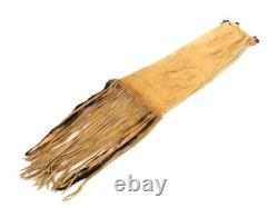 Native American Style Beaded Pipe Bag Handmade Leather Fringed Tobacco Bag Pouch