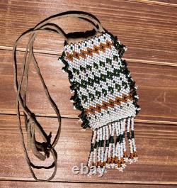 Native American Style Beaded Strike a Light Bag 5-1/2 x 2 Vintage Beaded Bag