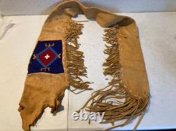 Native American Style Beaded Suede Leather Rifle Scabbard Gun Case Fringe Sioux