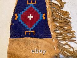 Native American Style Beaded Suede Leather Rifle Scabbard Gun Case Fringe Sioux