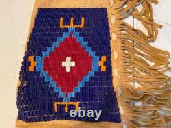 Native American Style Beaded Suede Leather Rifle Scabbard Gun Case Fringe Sioux