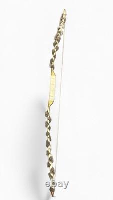 Native American Style Curved Wood Fur Bow Beaded Hide Wrap Handle Decorative