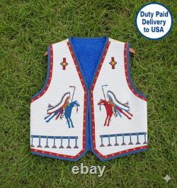 Native American Style Handmade Beaded Vest Powwow Regalia Tribal Vest BV921