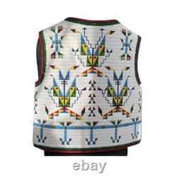 Native American Style Handmade Beaded Vest Powwow Regalia Tribal Vest TBV401