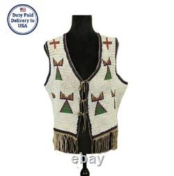 Native American Style Handmade Beaded Vest Powwow Regalia Tribal Vest TBV402
