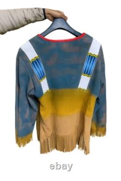 Native American Suede Leather War Shirt & Pants Beaded Powwow Set