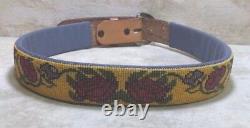 Native American Tan Leather Beaded Belt 30 33 Yellow & Red Roses Vine Design