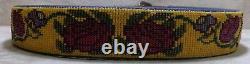 Native American Tan Leather Beaded Belt 30 33 Yellow & Red Roses Vine Design