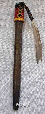 Native American Tribal Beaded Flute Vintage Handmade 13