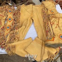 Native American Tribal Suit Size Small Medium Leather Handmade Unique Beaded