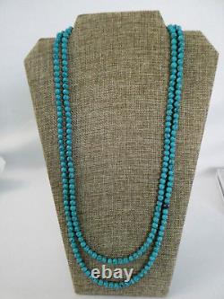 Native American Turquoise Beaded Necklace Small 5mm Beads 25 Long Vintage EUC