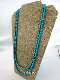 Native American Turquoise Beaded Necklace Small 5mm Beads 25 Long Vintage EUC