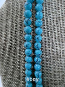 Native American Turquoise Beaded Necklace Small 5mm Beads 25 Long Vintage EUC