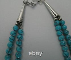 Native American Turquoise Beaded Necklace Small 5mm Beads 25 Long Vintage EUC