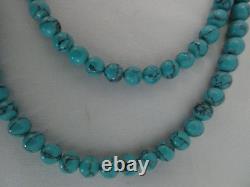 Native American Turquoise Beaded Necklace Small 5mm Beads 25 Long Vintage EUC