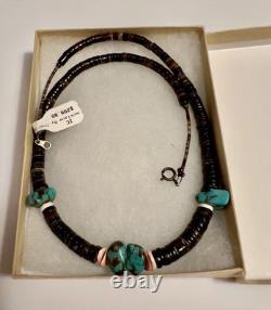 Native American Turquoise Heishi Bead Necklace By Charlene Original Tag Native American Turquoise Heishi Bead Necklace By Charlene Original Tag