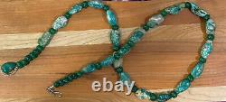 Native American Turquoise Necklace, RARE Fox Mine Boulder Turquoise, Emeralds