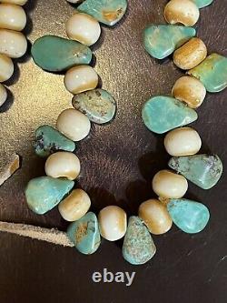 Native American Turquoise Necklace, Rare Carico Lake Turquoise, Buffalo Bone