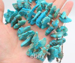 Native American Turquoise Nuggets Heishi Shell Spacer Beads Hook Clasp Necklace