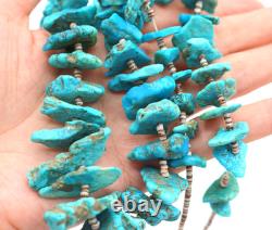Native American Turquoise Nuggets Heishi Shell Spacer Beads Hook Clasp Necklace