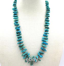Native American Turquoise Nuggets Heishi Shell Spacer Beads Hook Clasp Necklace
