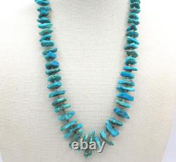 Native American Turquoise Nuggets Heishi Shell Spacer Beads Hook Clasp Necklace