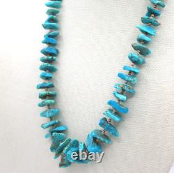 Native American Turquoise Nuggets Heishi Shell Spacer Beads Hook Clasp Necklace
