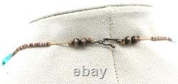 Native American Turquoise Nuggets Heishi Shell Spacer Beads Hook Clasp Necklace