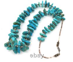 Native American Turquoise Nuggets Heishi Shell Spacer Beads Hook Clasp Necklace