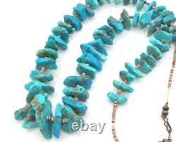 Native American Turquoise Nuggets Heishi Shell Spacer Beads Hook Clasp Necklace