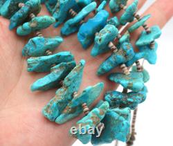 Native American Turquoise Nuggets Heishi Shell Spacer Beads Hook Clasp Necklace